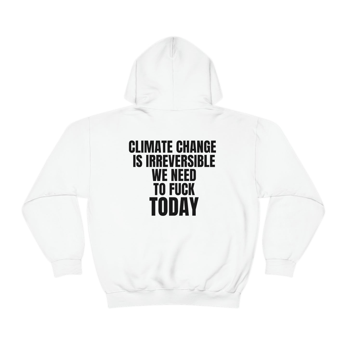 "Climate Change Is Irreversible We Need To F*ck Today" Hooded Sweatshirt